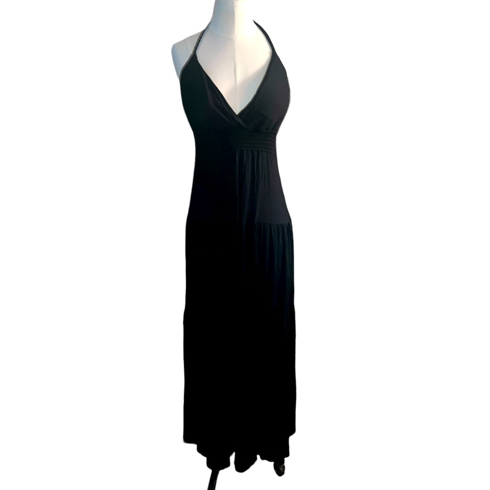 STELLA CRUZ | HALTER TOP OPEN BACK WOMENS BLACK LARGE MAXI SUN DRESS